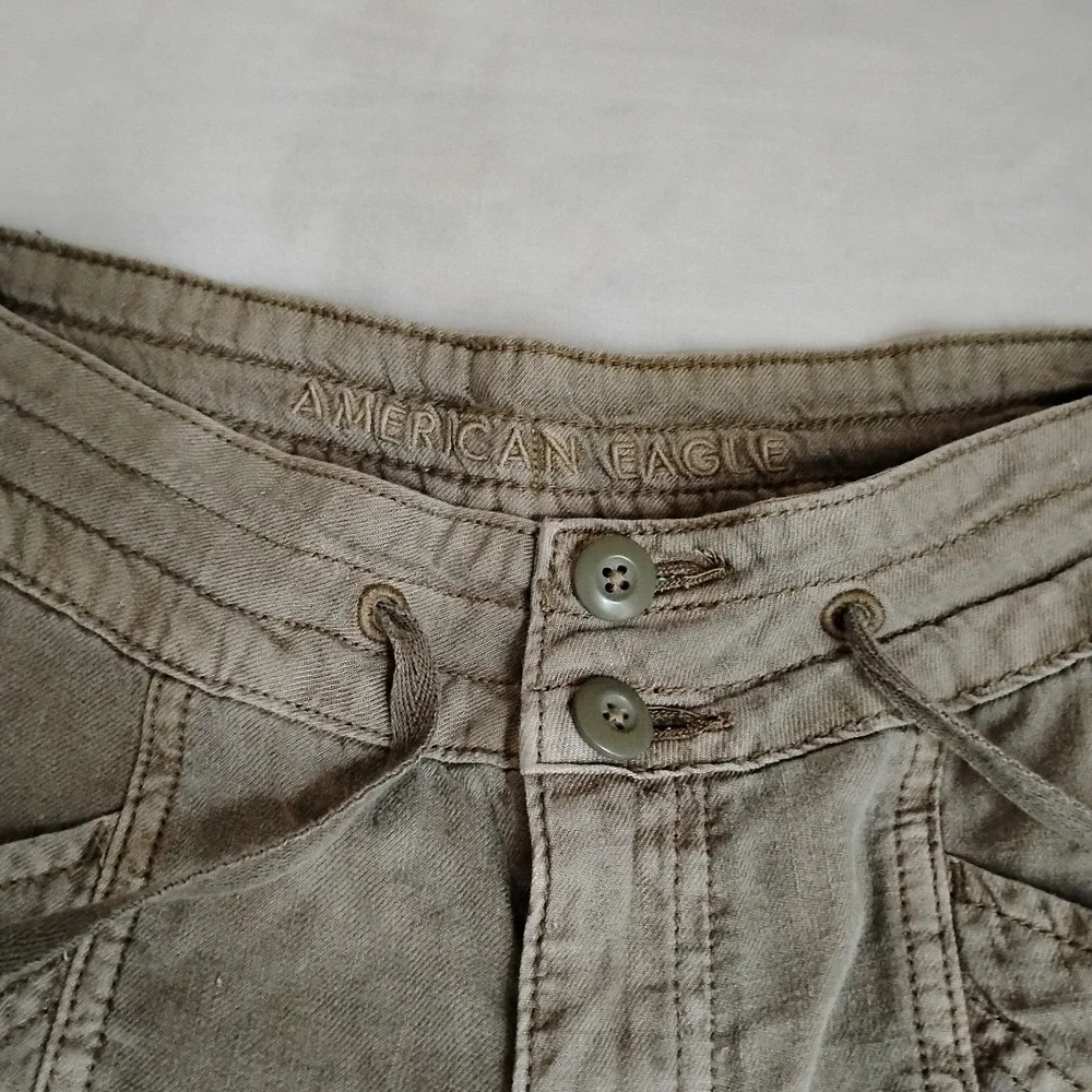 American Eagle Pants 4 Relaxed Fit Slim Cargo Linen Grunge Skater Gorp‎ Beach